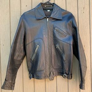 Mens Cafe Style Vintage Leather Motorcycle Jacket 38” Chest - Small